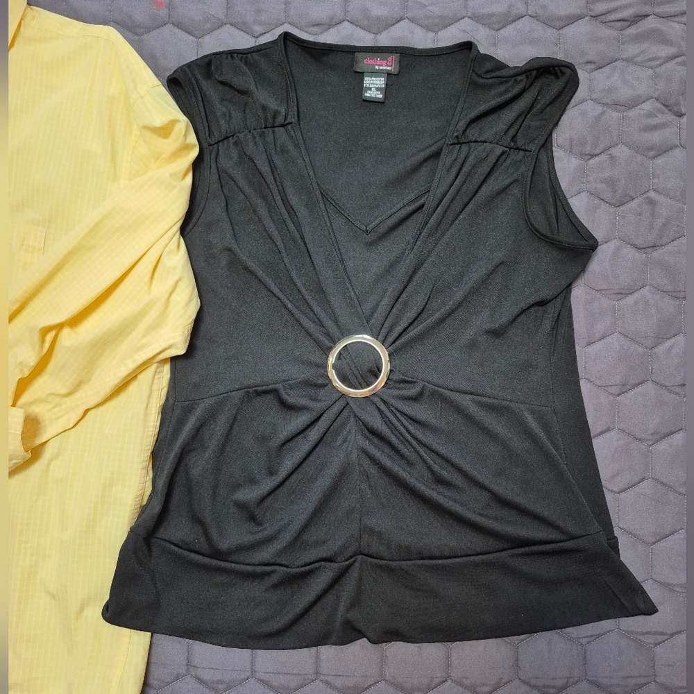 XL Yellow IZOD and Black Notations Lined Blouse BUNDLE - Picture 4 of 6